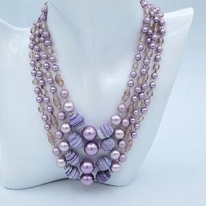 Vintage Lavender Multistrand Necklace #3001